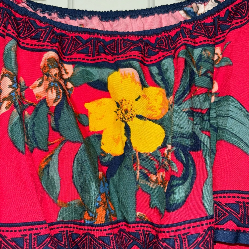 Red w/ Flower Off Shoulder Maxi